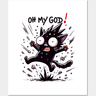 Shocked Black Cat Posters and Art